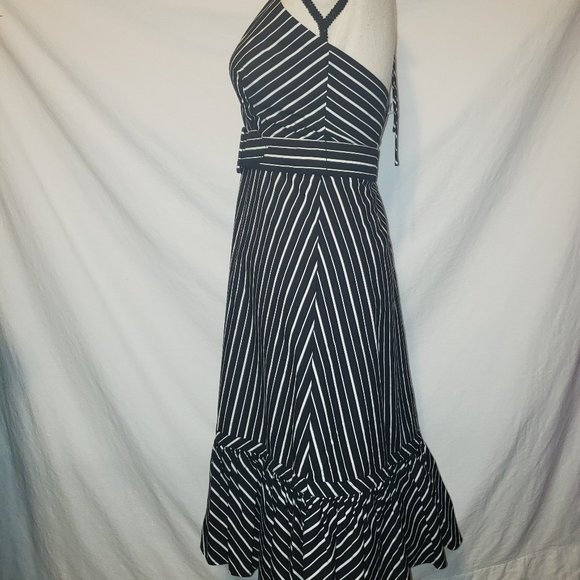 NWT Max & Cleo Sleeveless Dress Black White Stripe 4 - Picture 3 of 8